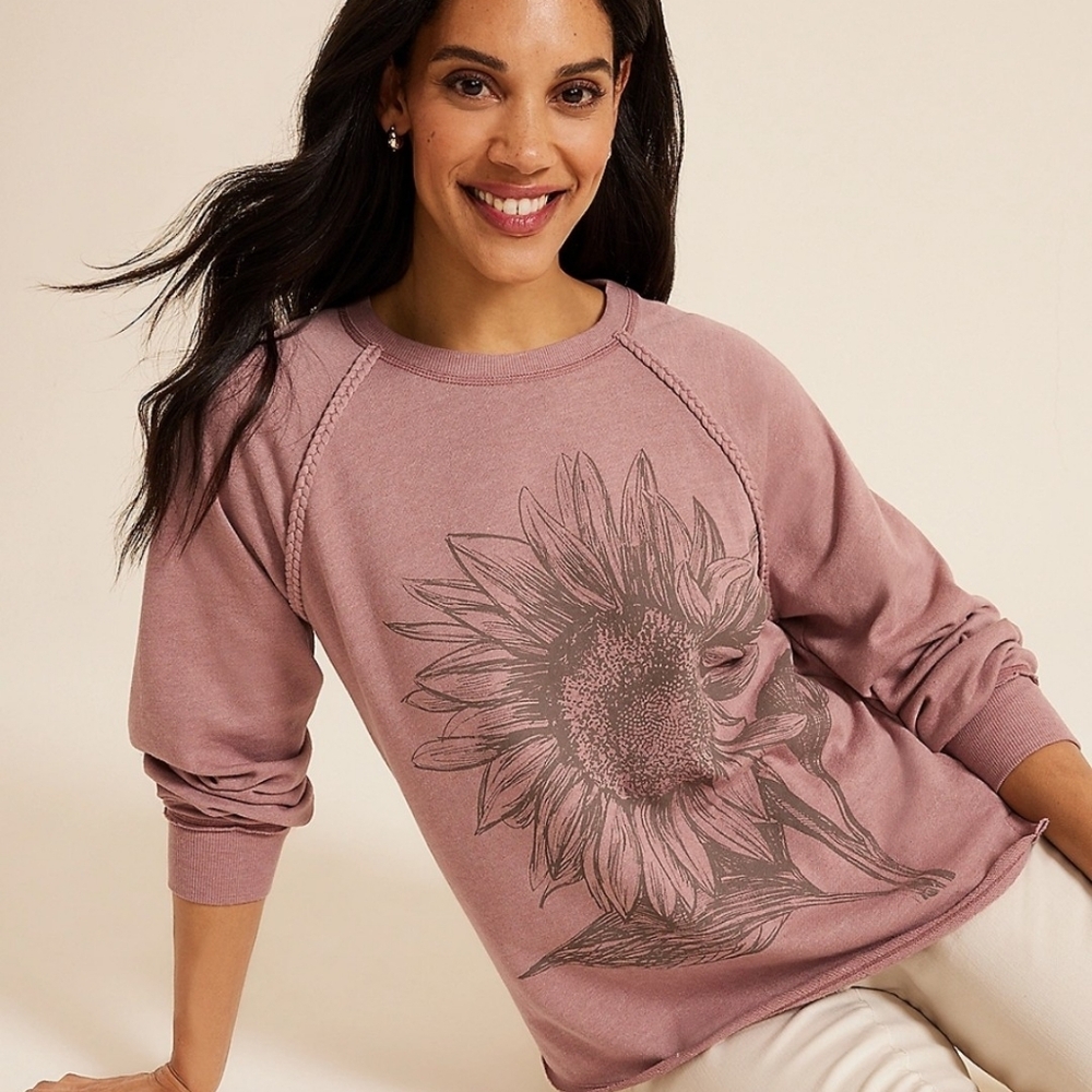 Maurices‎ Sweatshirt Floral Top Size S Athleisure Relaxed